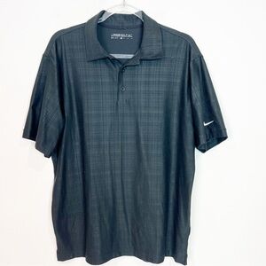 NIKE GOLF BLACK TONAL PLAID SHORT SLEEVE POLO GOLF SHIRT MENS MEDIUM